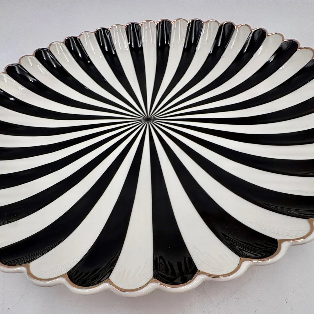 Grace Teaware Fine Porcelain Striped Charger Plate 12.5